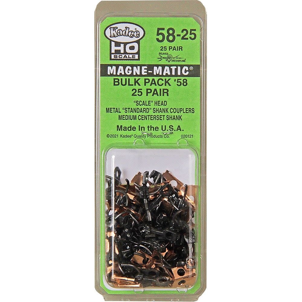 58-25 Bulk Pack #58 - 25 Pair - Scale Head Metal Standard Shank Couplers - Medium Centerset Shank