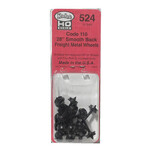 Kadee 524 HO Scale 28" Diameter Smooth Back Metal Code 110 Wheels - Freight and Passenger
