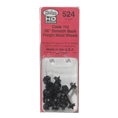 524 HO Scale 28" Diameter Smooth Back Metal Code 110 Wheels - Freight and Passenger
