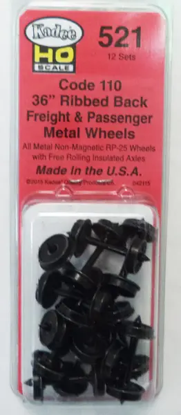 521 HO 36" Diameter Ribbed Back Code 110 "Standard" Wheelsets