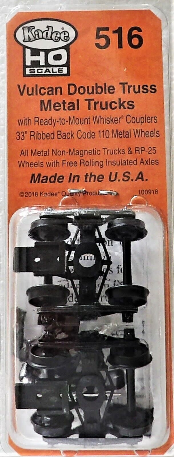 516 HO Vulcan Double Truss Trucks with Ready-To-Mount Couplers