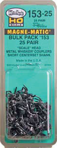 153-25 HO Bulk Pack 25 Pair Scale All Metal Self-Centering WHISK