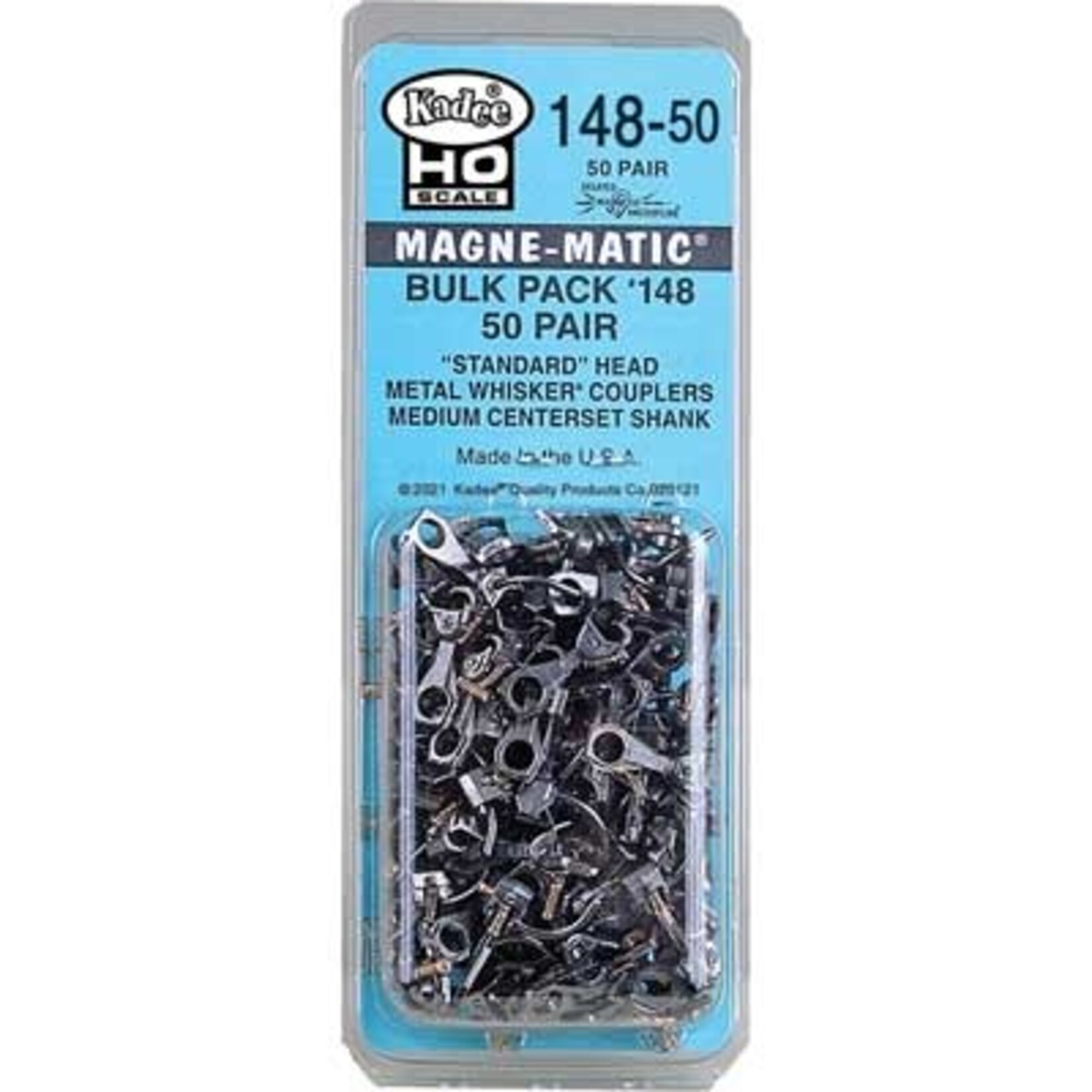 Kadee 14850 Bulk Pack - 50 pair 148 Whisker Metal Couplers (HO)