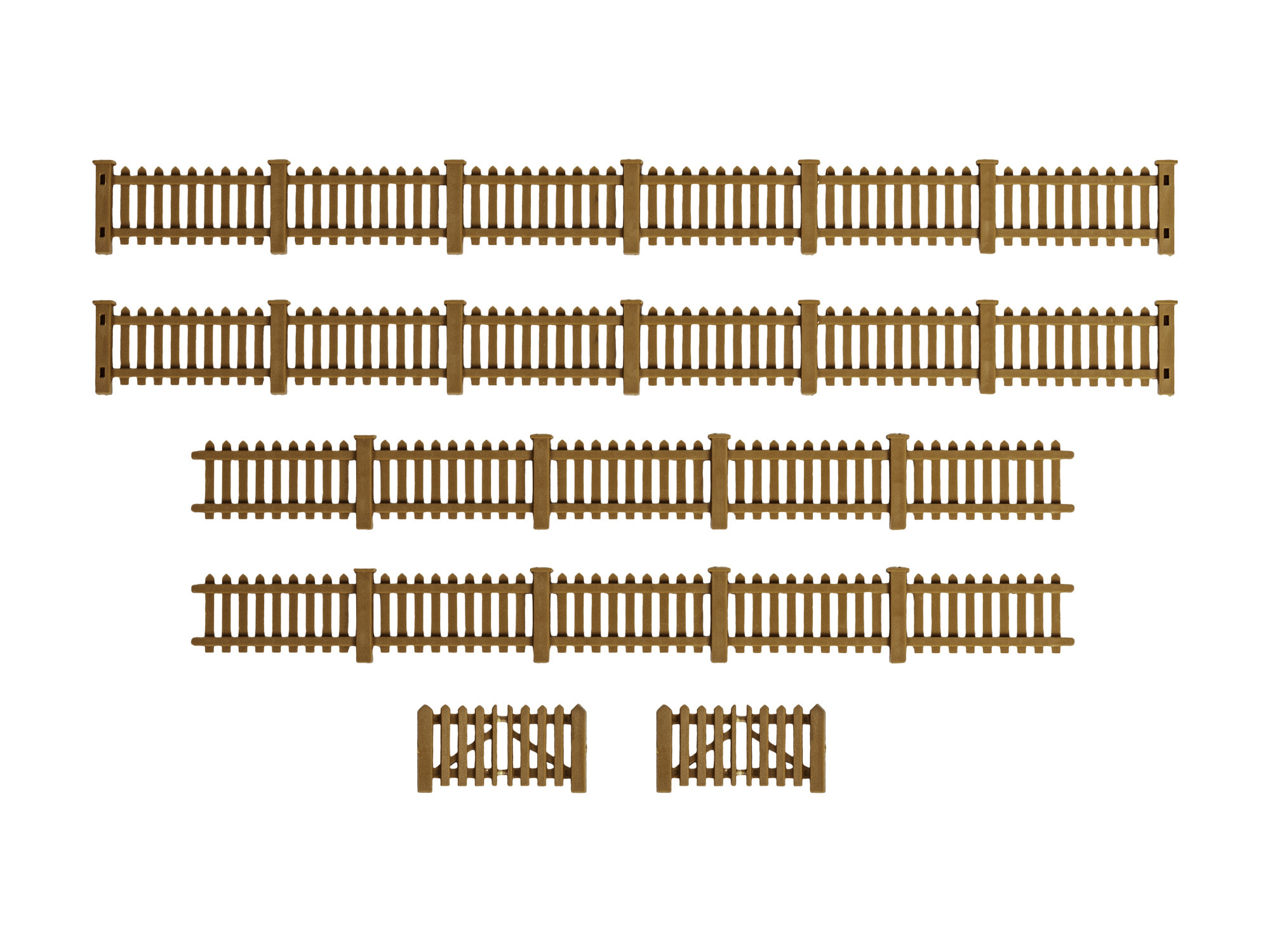 thumbnail image 2 of Signage Cafe HO Scale Brown Picket Fence - 5 Pack - 1:87 Model Railroad 2 of 6