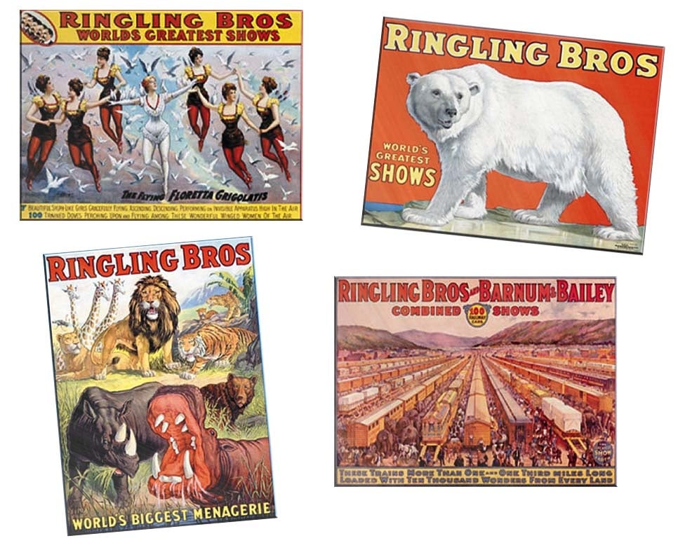 622472 O Ringling Bros Tin Sign Replica 4-Pack