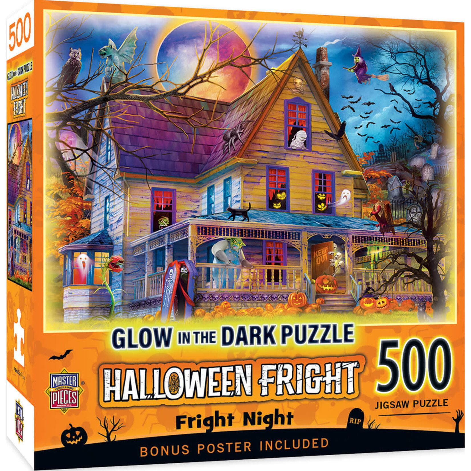 MasterPieces 32371 Fright Night 500 Piece Halloween Glow in the Dark Puzzle