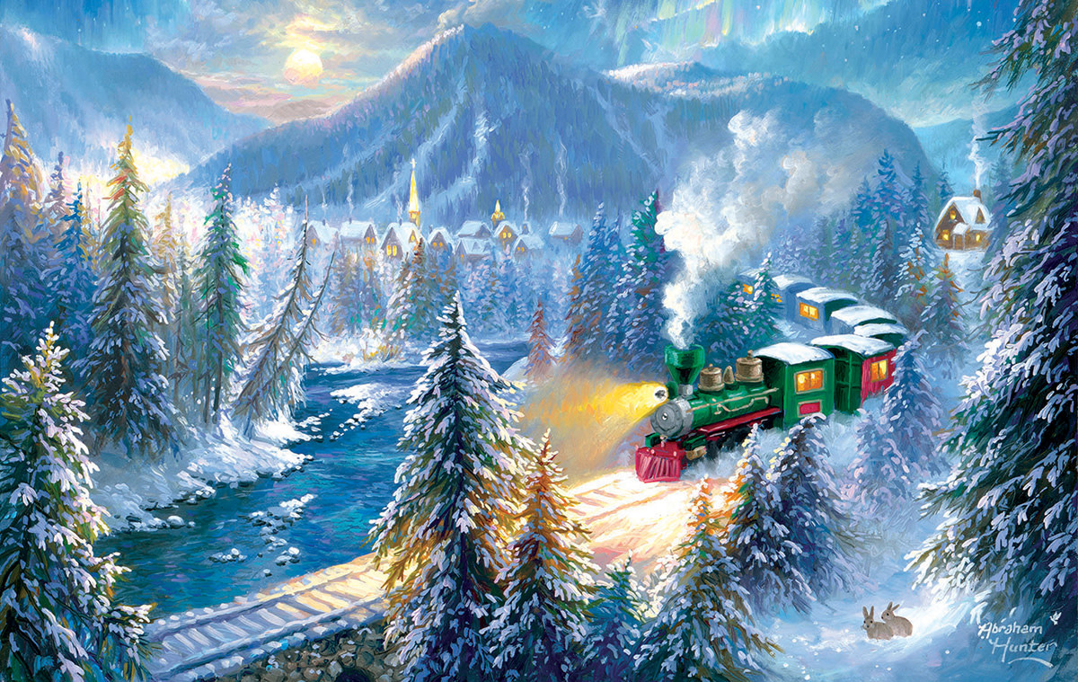 69830 Mountain Christmas Train 500 Piece Jigsaw Puzzle