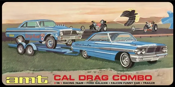 1223 1/25 Cal Drag Combo 64 Galaxie AWB Falcon & Trailer