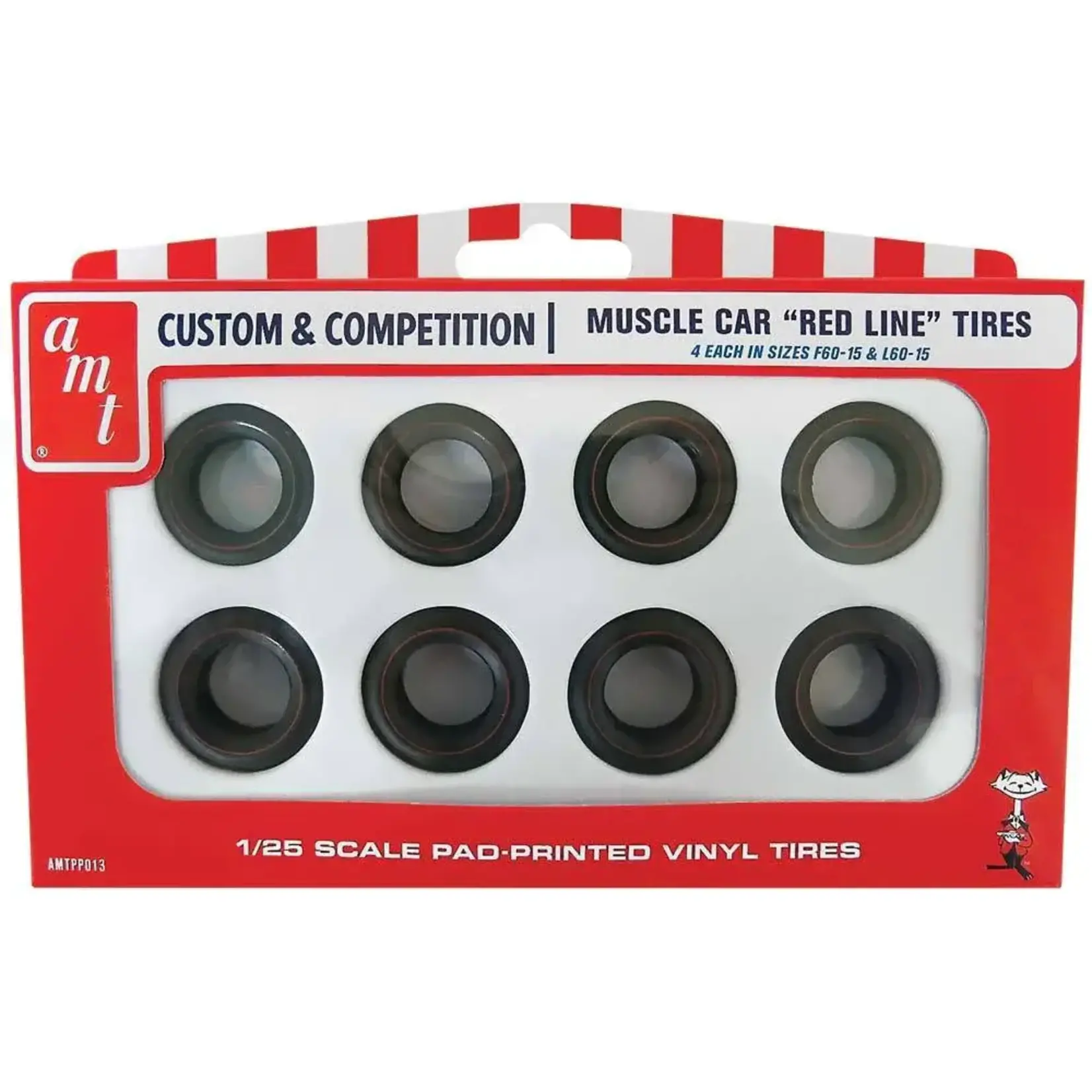 AMT PP013 1/25 Muscle Car Red Line Tires - 8 Pack