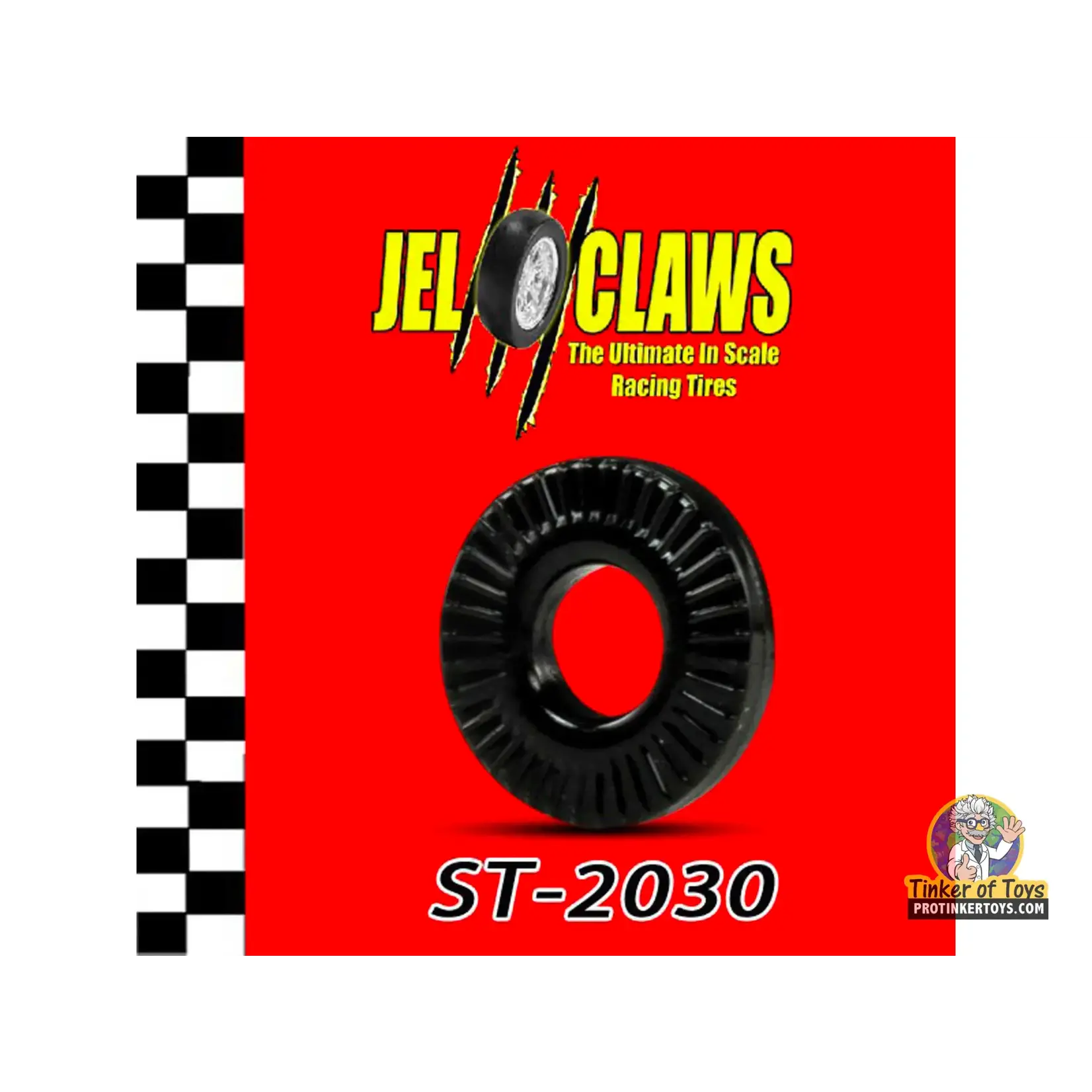 Jel Claws 2030 1/64 Rubber Racing Tires for Aurora T-Jet & Vibrator Cars - 10 Skinny Tires