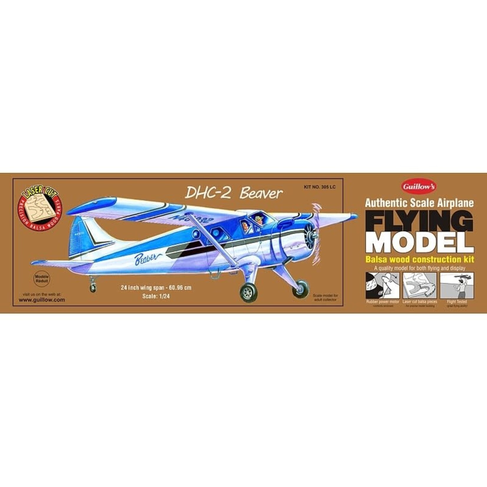 Guillows 305 DHC-2 Beaver Laser Cut Kit - 24" Wingspan