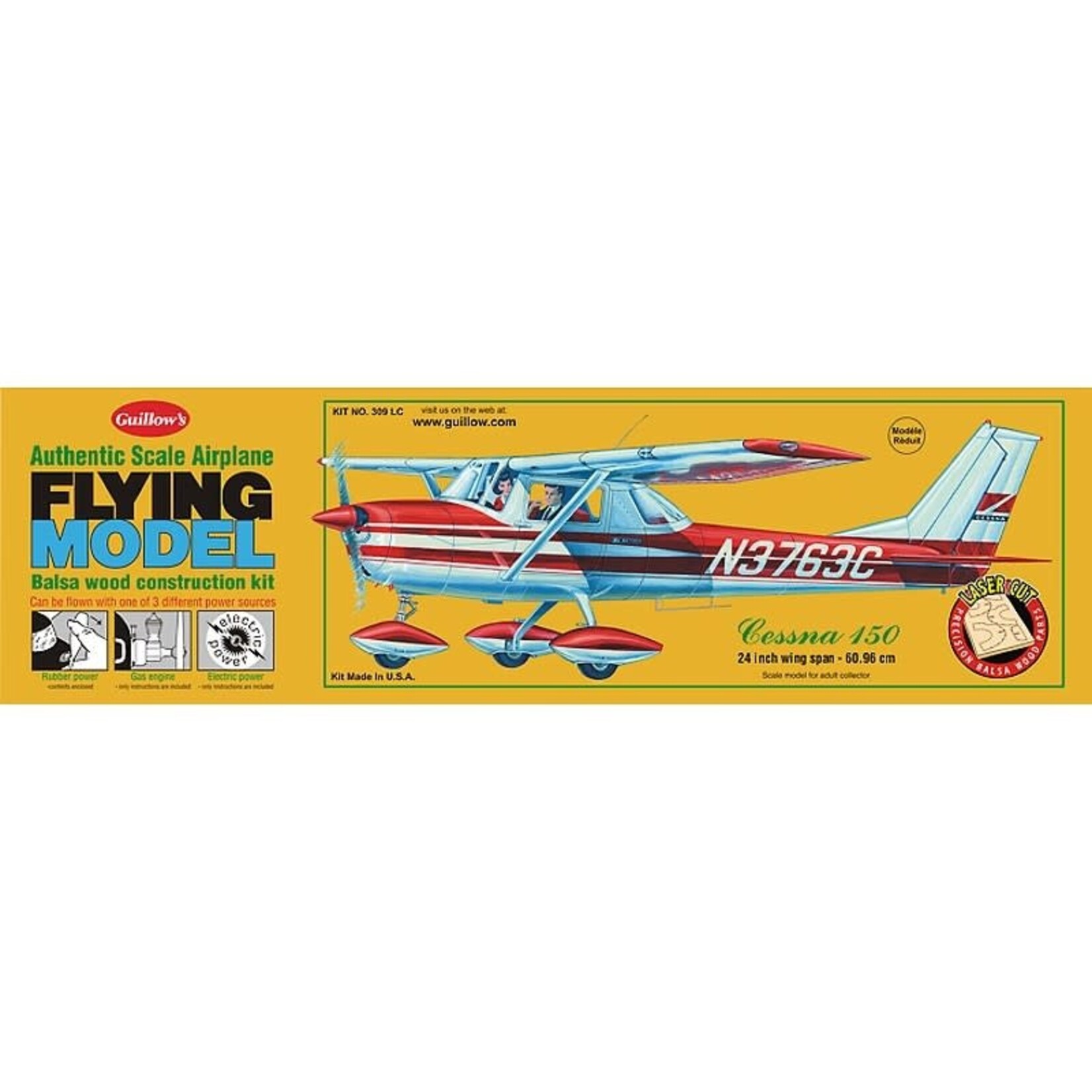 Guillows 309 Cessna 150 Laser Cut Kit - 24" Wingspan