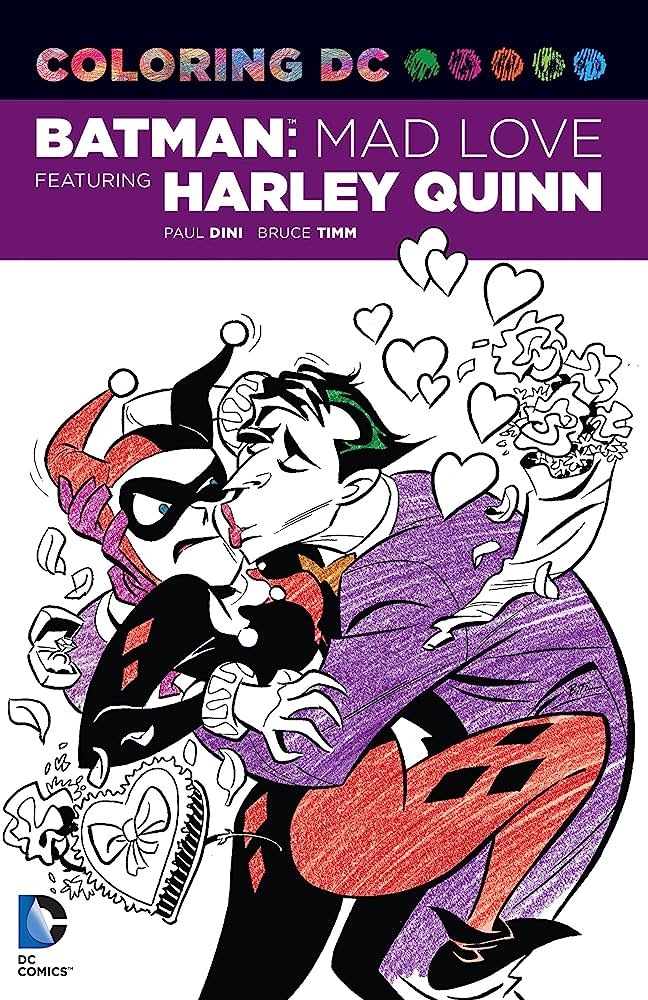 Coloring DC: Batman Mat Love Featuring Harley Quinn Adult Coloring Book