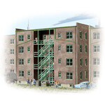 Walthers 9333263 N Parkview Terrace Background Building Kit - Tuscan w/Dark Green Trim