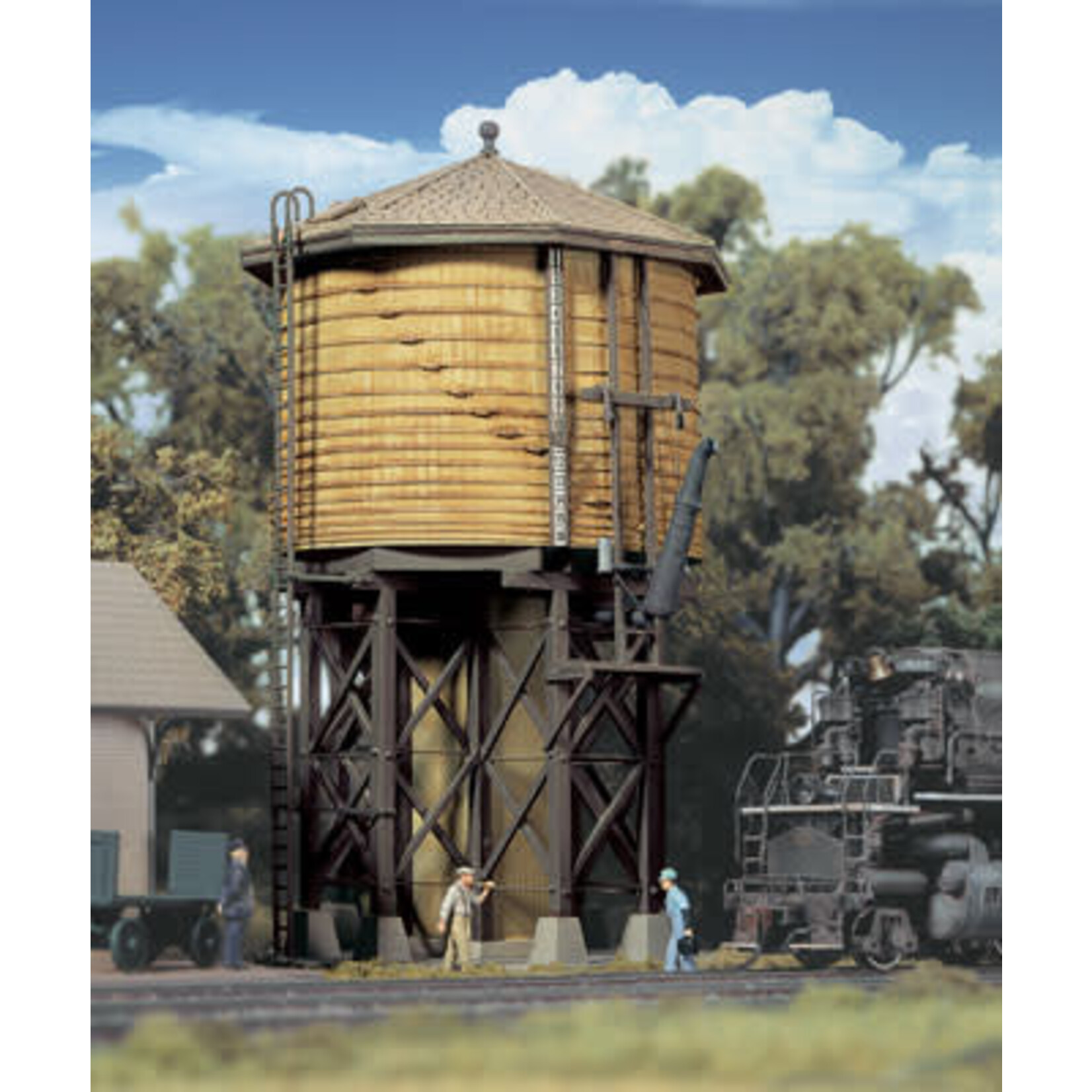 Walthers 9332813 HO Wood Water Tank - Yellow Ochre - Assembled