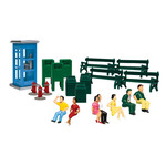 Lionel 1957260 HO Sidewalk Scenes - Phone Booth, Mail Boxes, Fire Hydrants, Trash Cans, and Sitting Figures