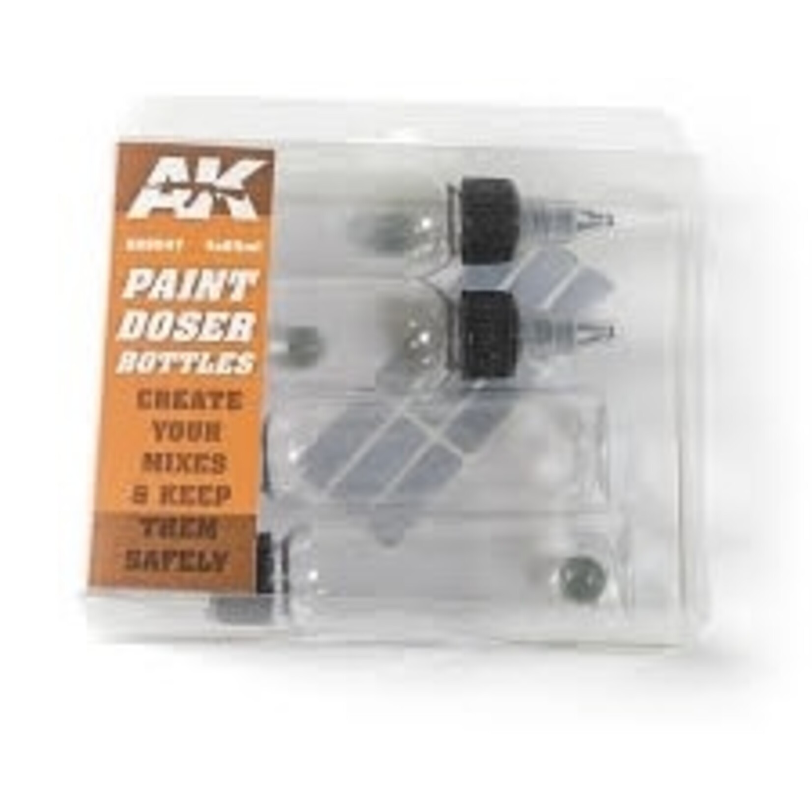 AK Interactive 9047 Paint Doser 60ml Bottles w/Shaker Ball (4)