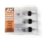 AK Interactive 9048 Paint Doser 100ml Bottles w/Shaker Ball (3)