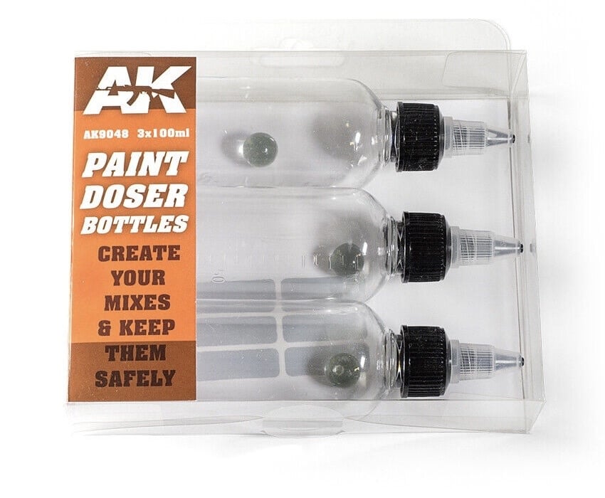 9048 Paint Doser 100ml Bottles w/Shaker Ball (3)