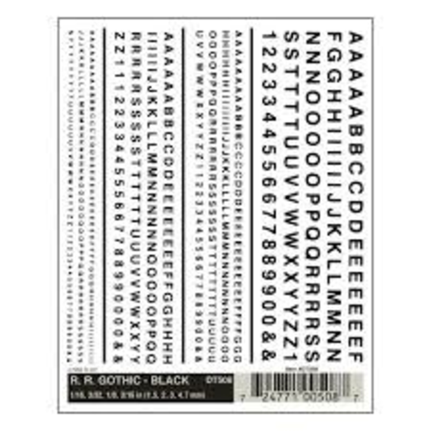 Woodland Scenics 508 Railroad Gothic Letters, Black