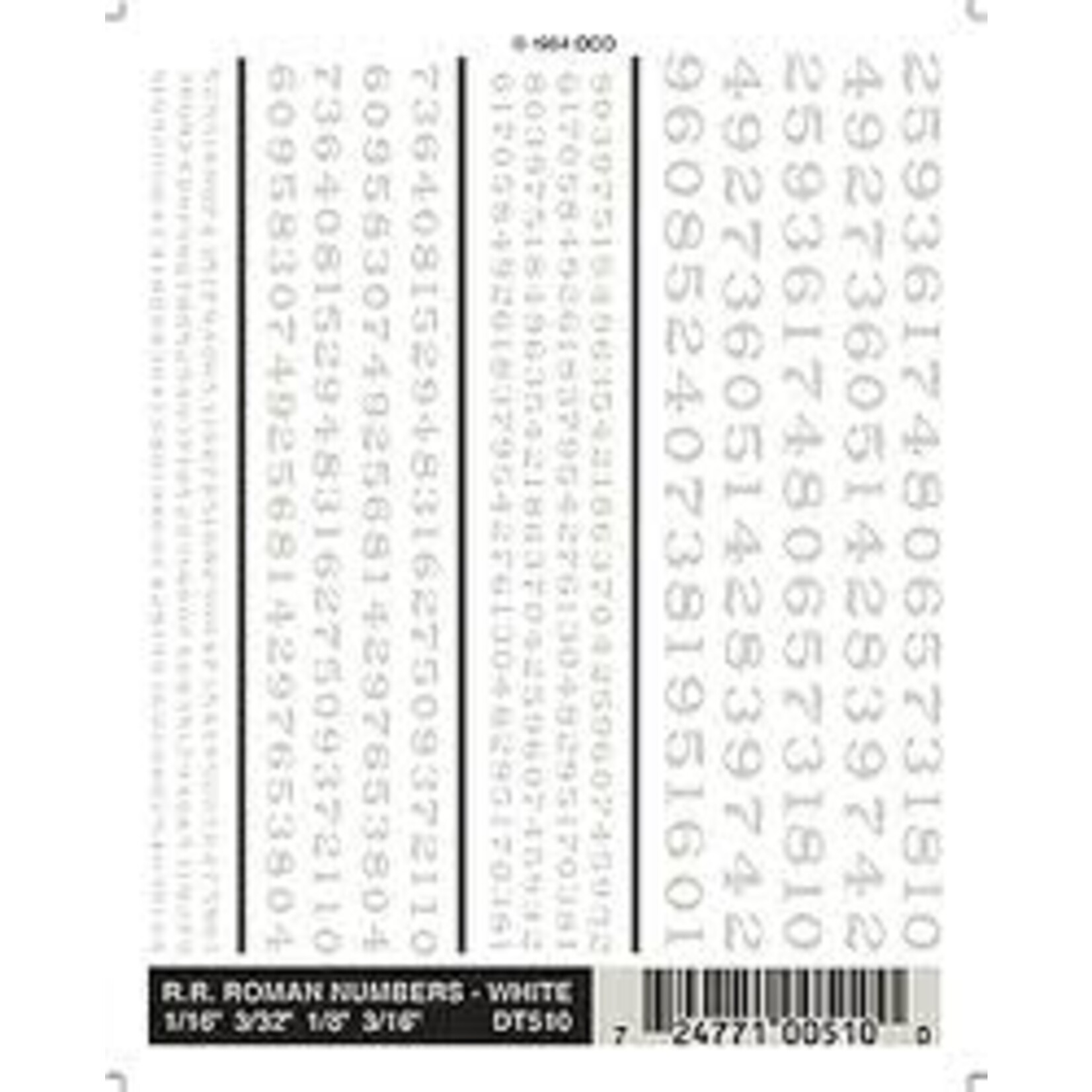 Woodland Scenics 510 Railroad Roman Numbers, White