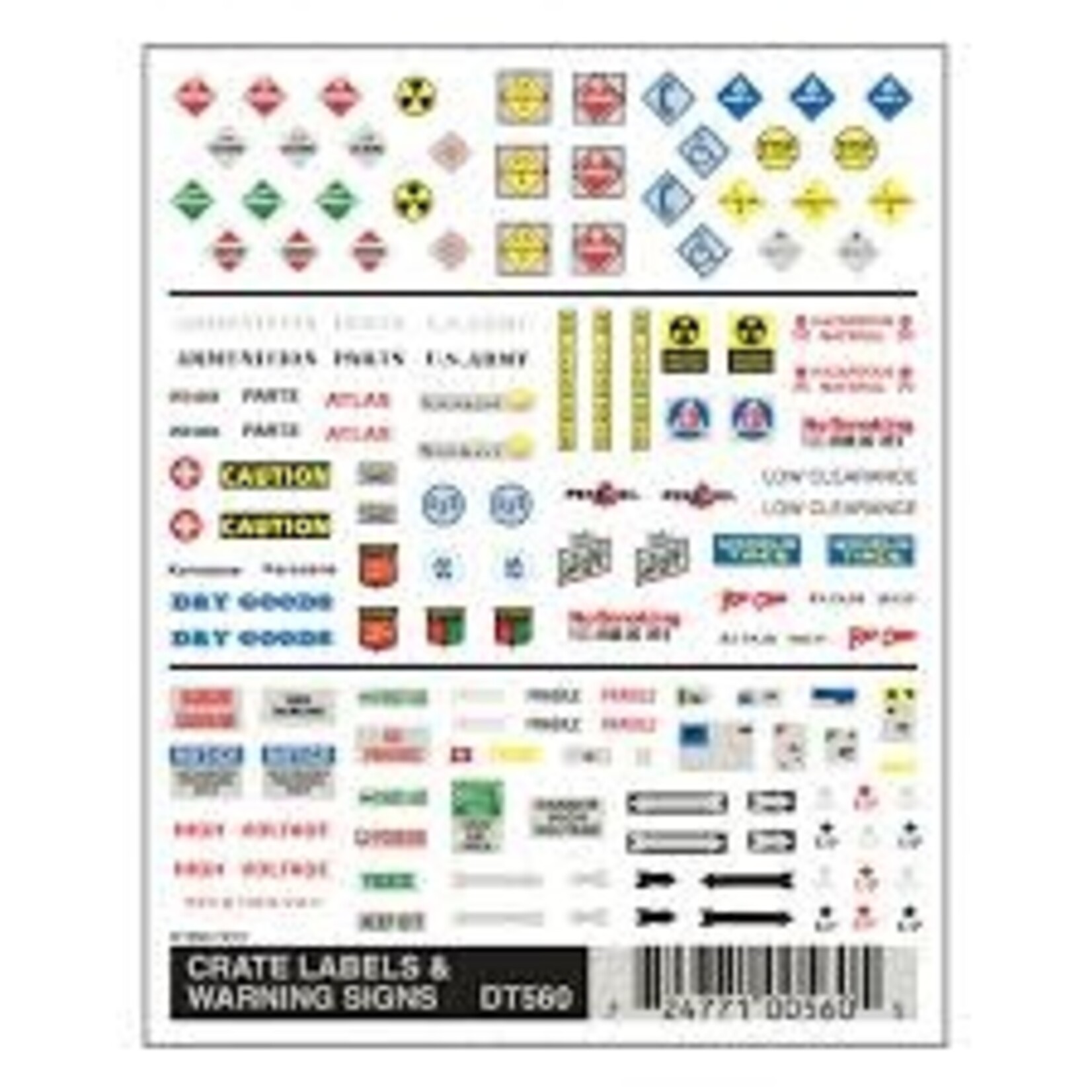 Woodland Scenics 560 Dry Transfer, Crate Labels/Warning Signs