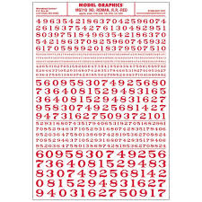 710 Numbers Roman RR Red Dry Transfers