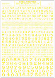 711 Numbers Roman RR Yellow Dry Transfers