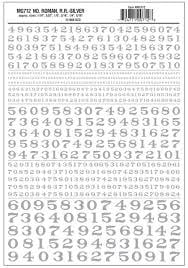 712 Numbers Roman RR Silver Dry Transfers
