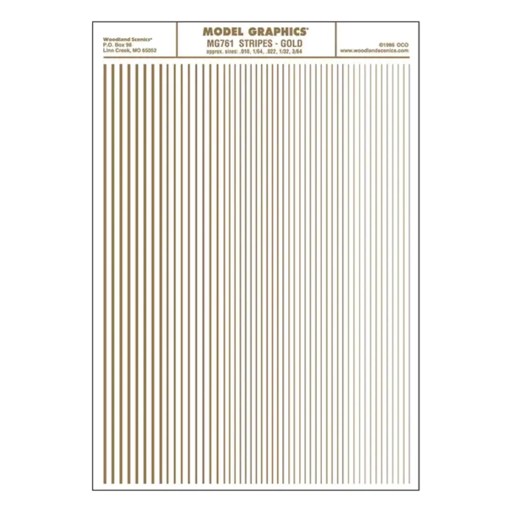 Woodland Scenics 761 Stripes Gold Dry Transfers