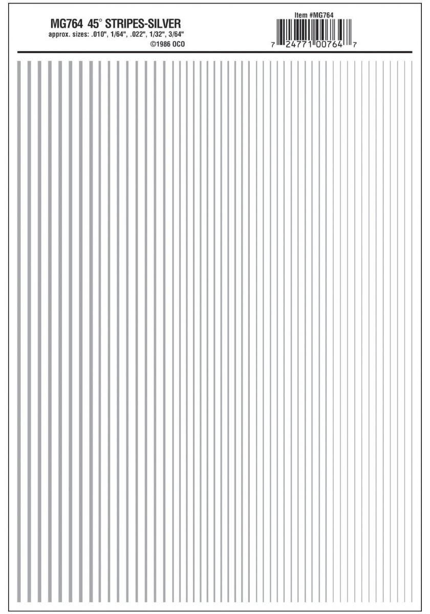 764 Stripes Silver Dry Transfers