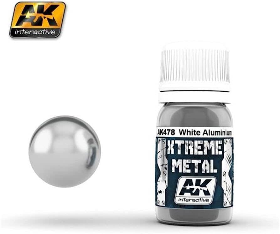 478 Xtreme Metal White Aluminum Metallic Paint 30ml Bottle
