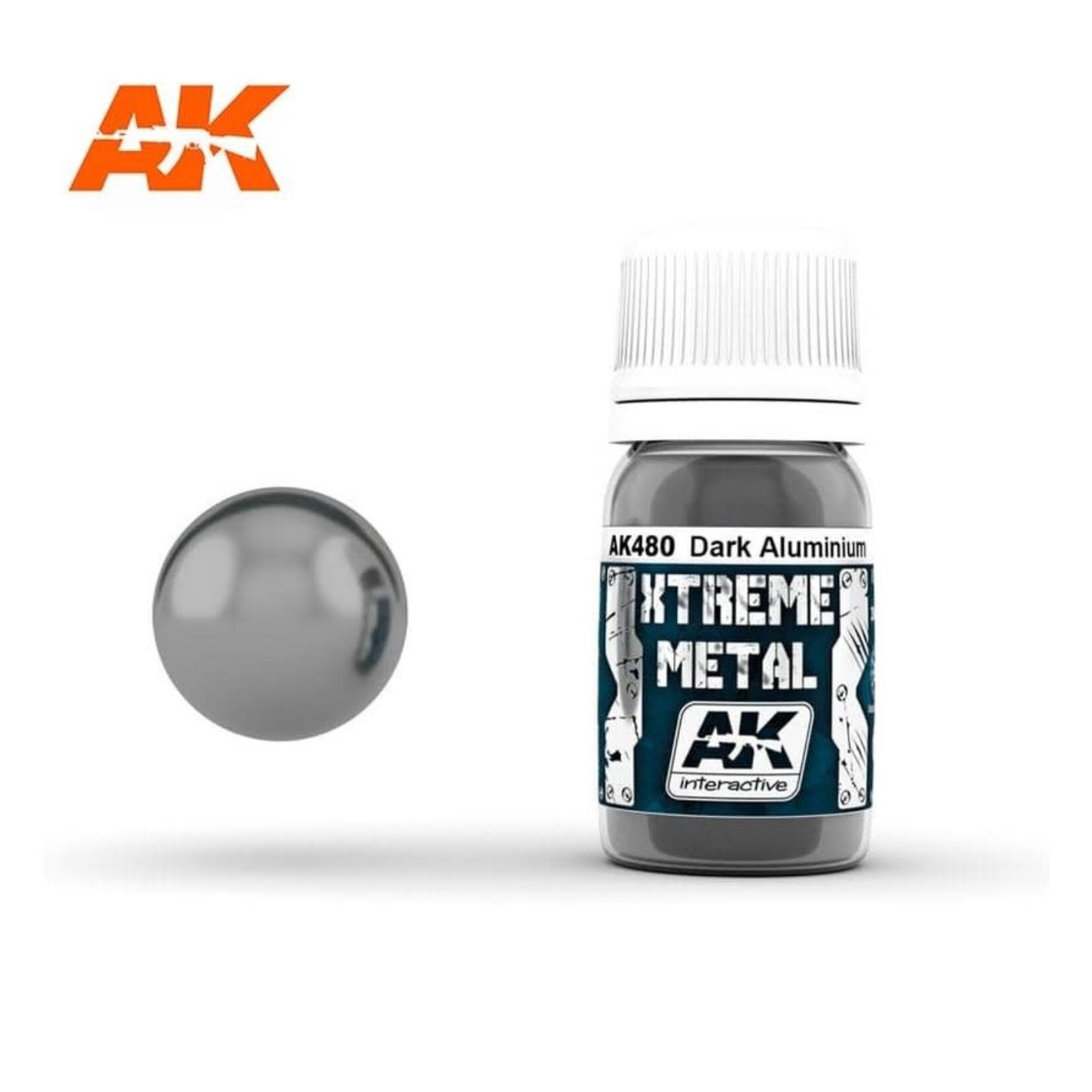 AK Interactive 480 Xtreme Metal Dark Aluminum Metallic Paint 30ml Bottle