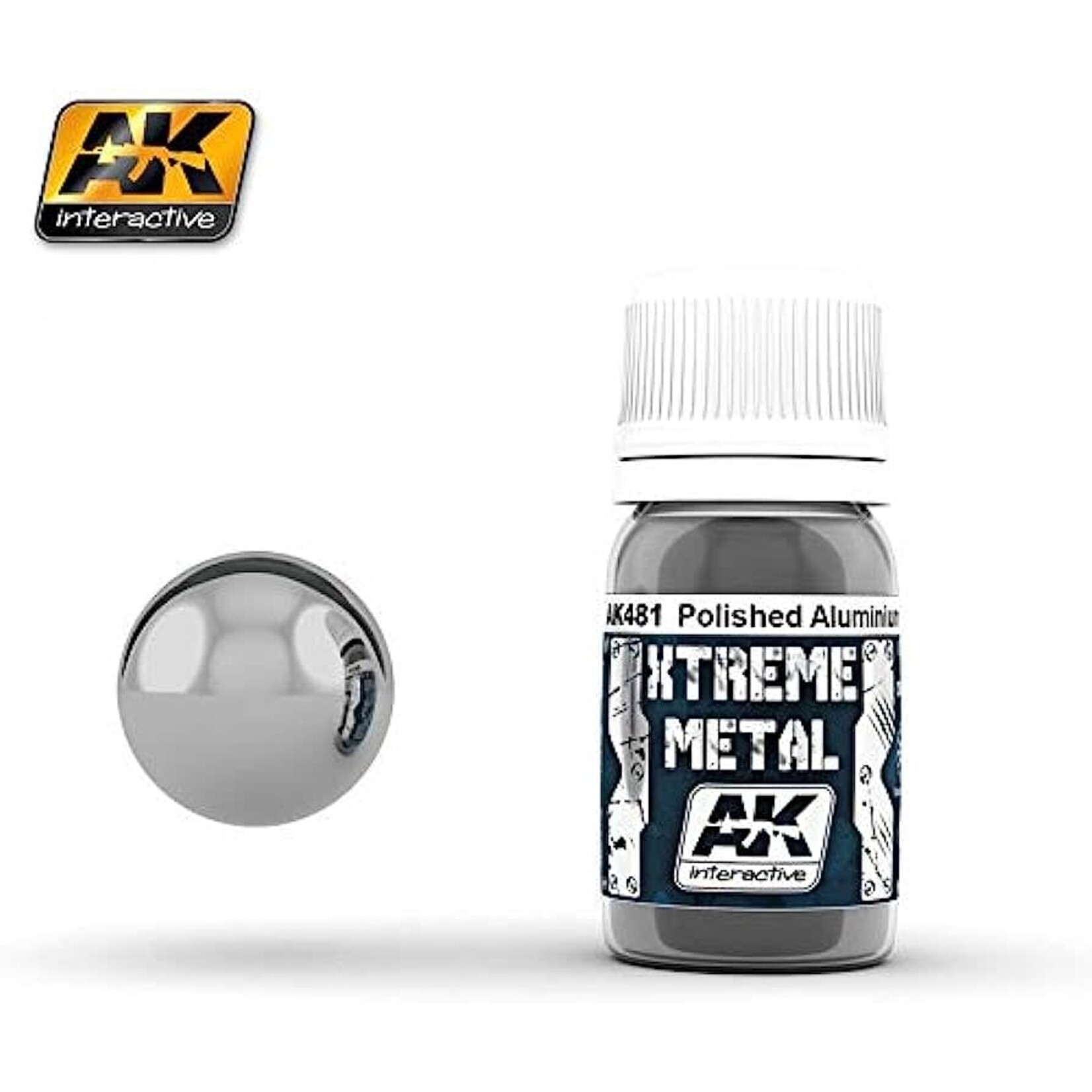 AK Interactive 481 Xtreme Metal Polished Aluminum Metallic Paint 30ml Bottle