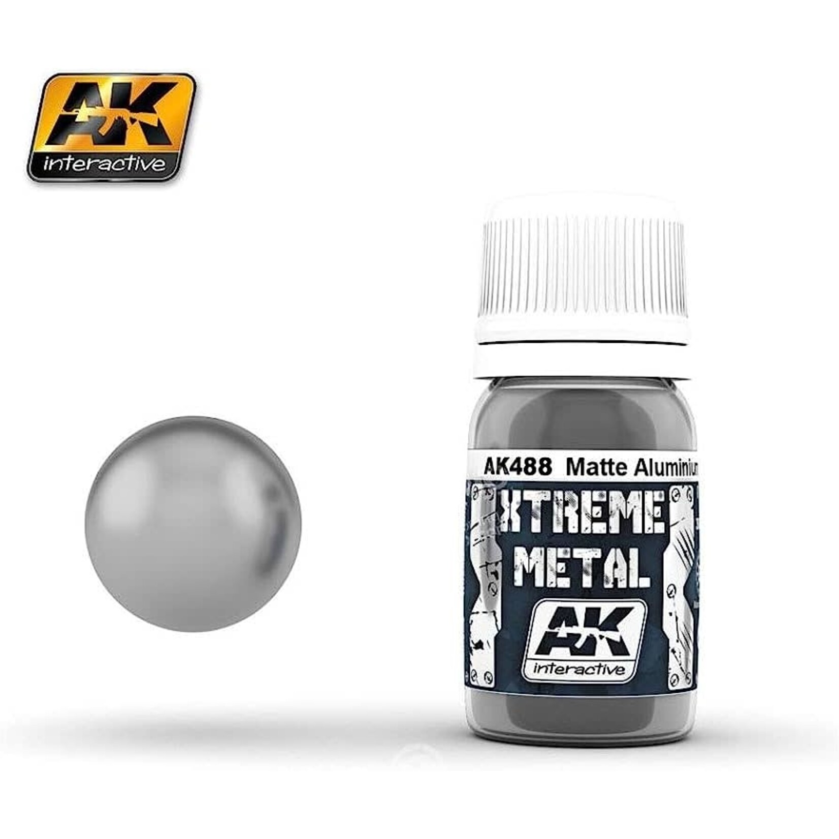 AK 488 Xtreme Metal Matte Aluminum Metallic Paint 30ml Bottle