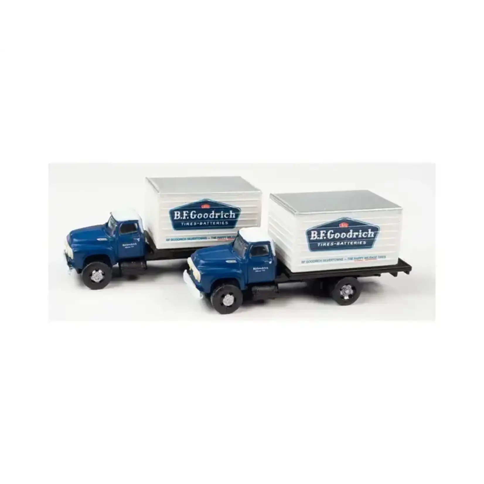 Classic Metal Works 50441 N 1954 Ford Refrigerated BF Goodrich (dark blue, white) Box Truck 2-Pack
