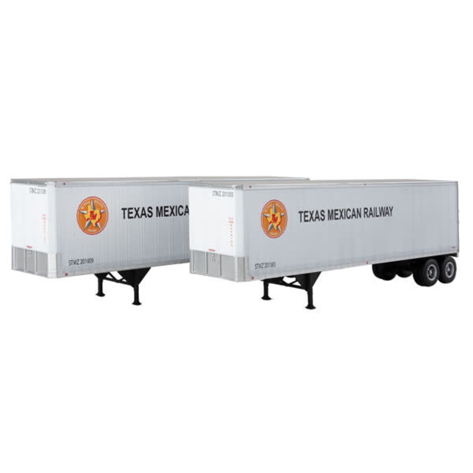 Walthers 9492516 HO 40' Trailmobile Trailer Texas Mexican Railway (white, black, orange) 2-Pack