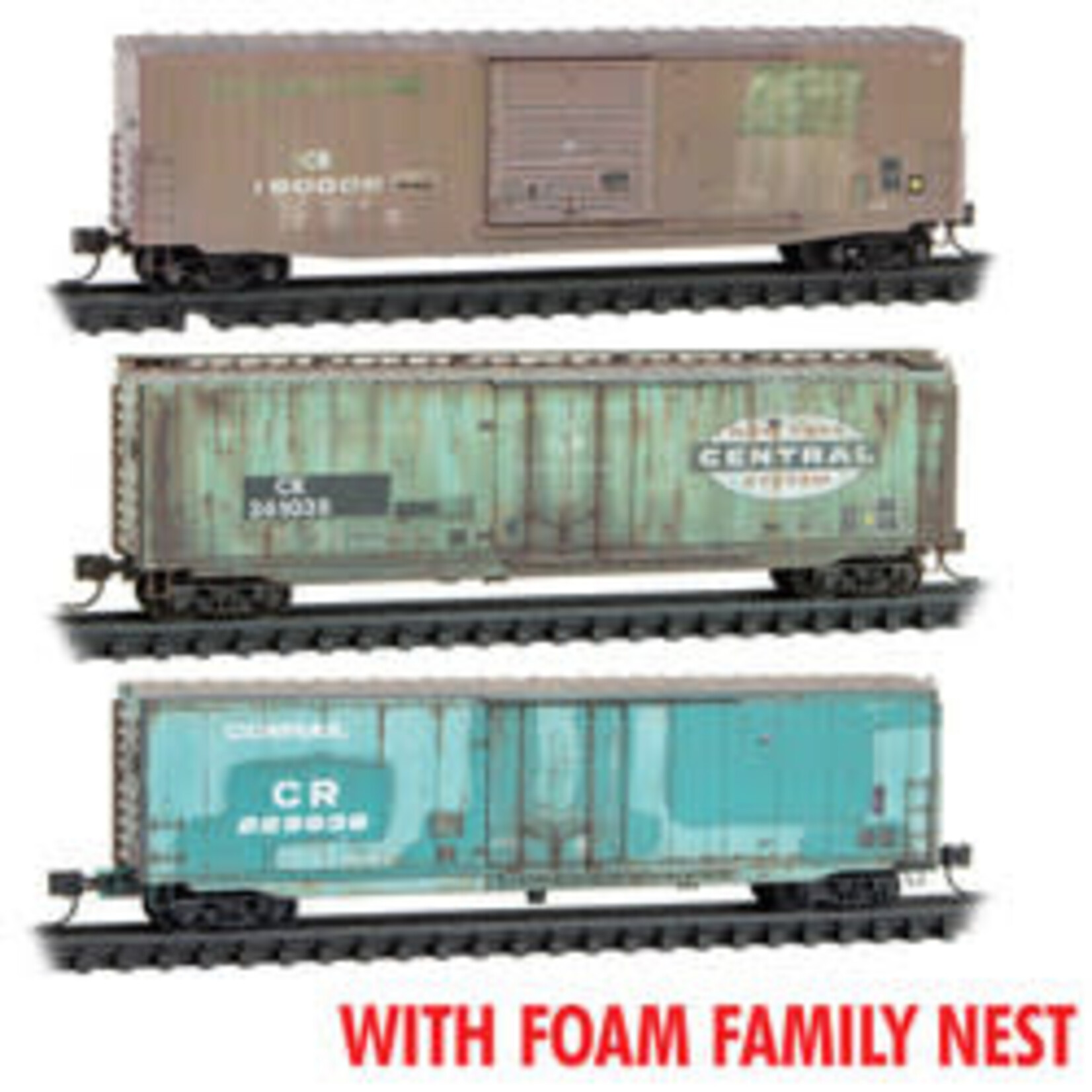 Micro Trains Line 99305041 N Conrail Weathered 3 Pack - Foam