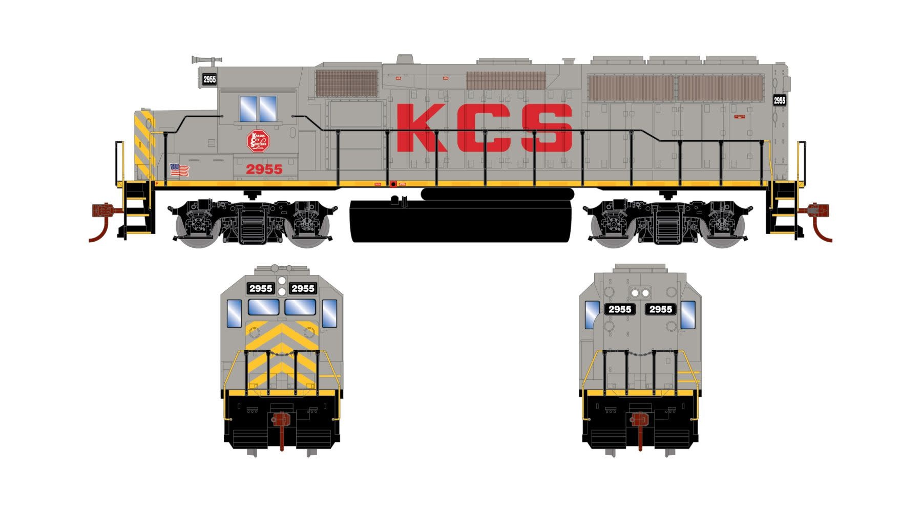 18250 HO GP40-2, Kansas City Southern #2966