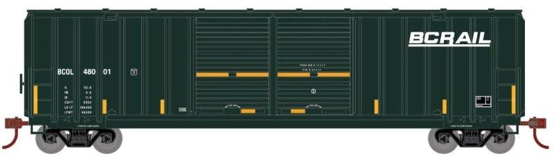 1063 HO 50' FMC 5283 Double Door Box BC Rail