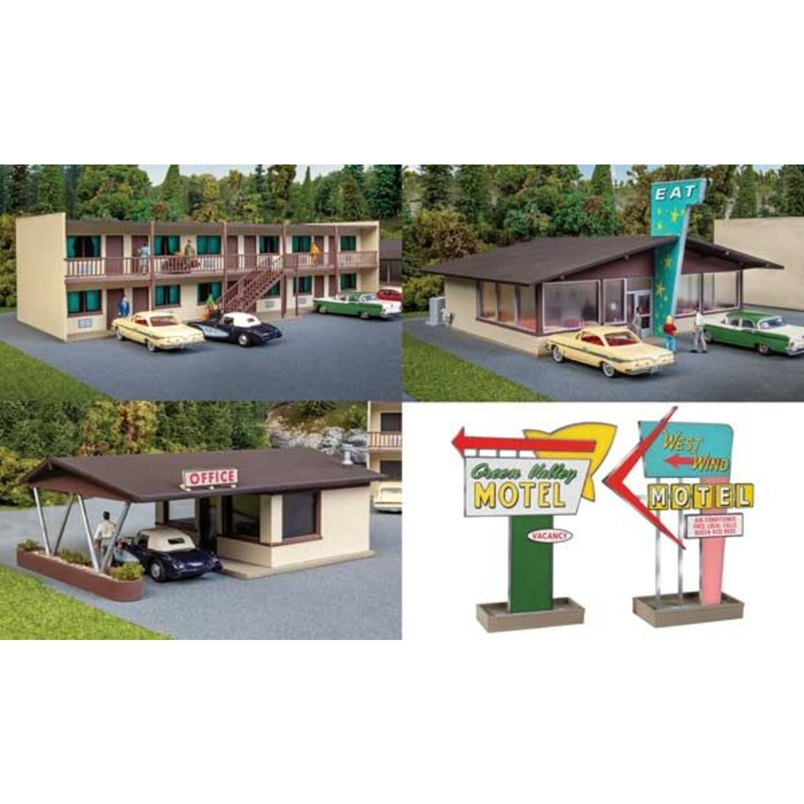 Walthers 9333487 HO Vintage Motor Hotel with Office and Restaurant Kit