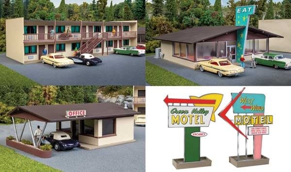 9333487 HO Vintage Motor Hotel with Office and Restaurant Kit