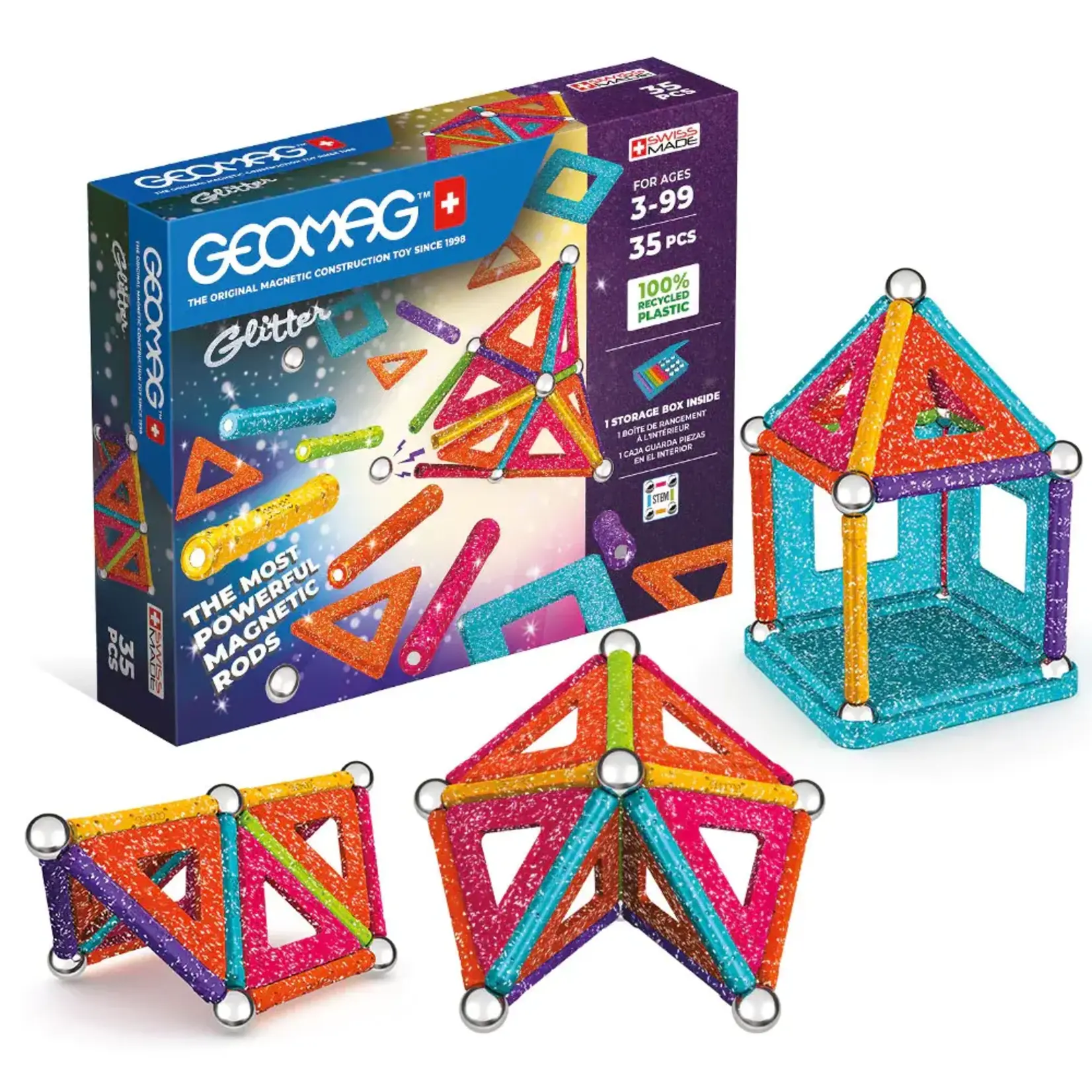 GeoMag 535 Glitter Panels 35pc Recycled