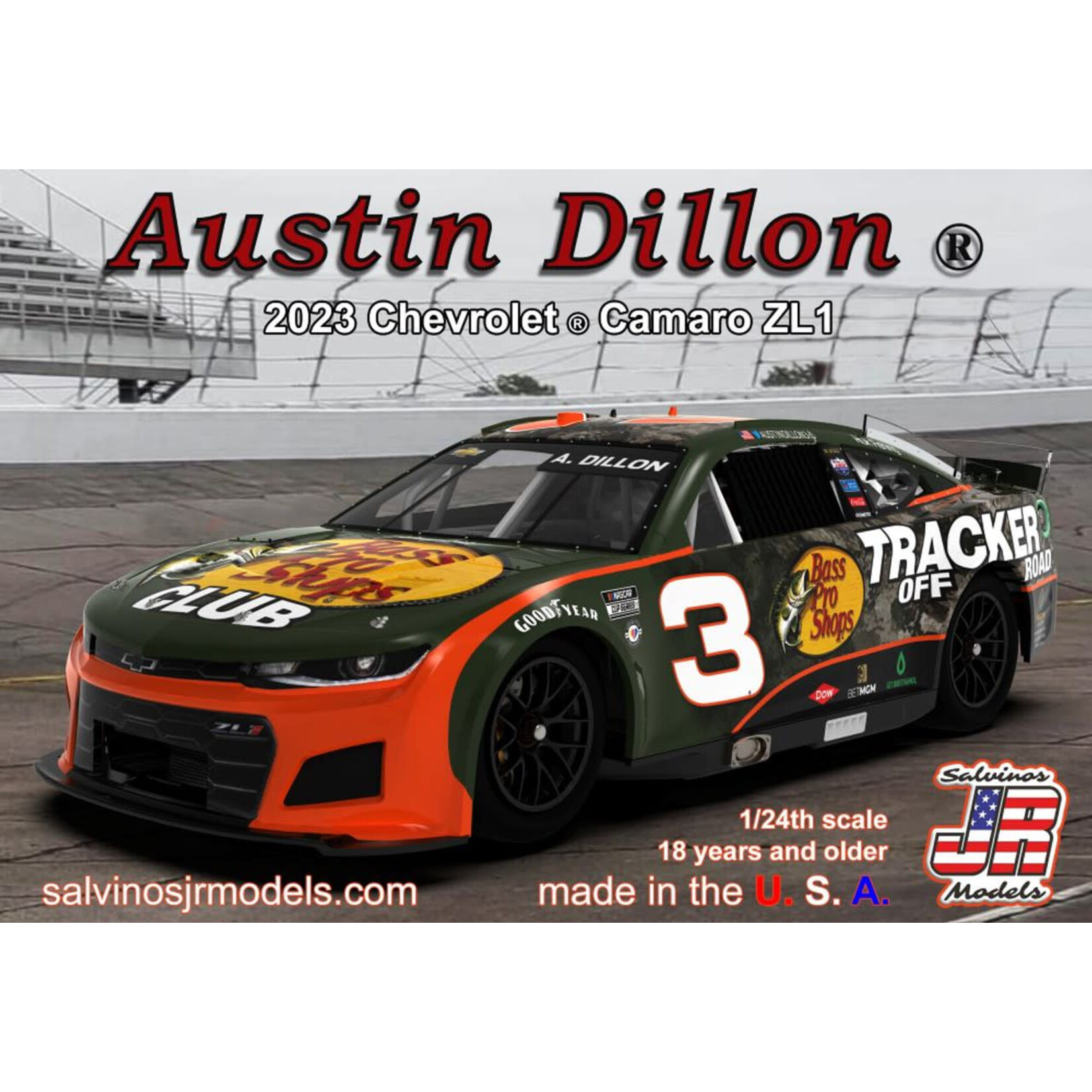 Salvinos 39173 1/24 Austin Dillon 2023 NASCAR Chev Camaro ZL1 Race Car - Primary Livery - LIMITED EDITION