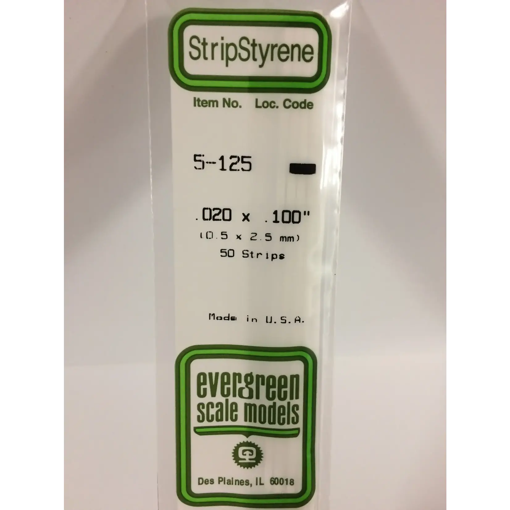 Evergreen 125 Styrene Strip .020x.100" 10/