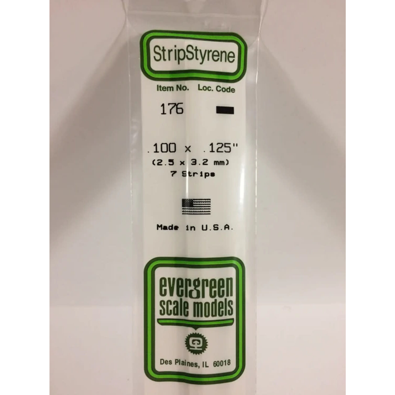 Evergreen 176 Styrene strip .100x.125" 7/