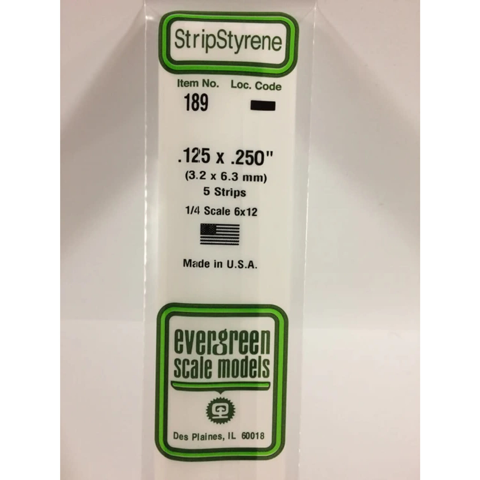 Evergreen 189 Styrene Strip .125x.250" 5/