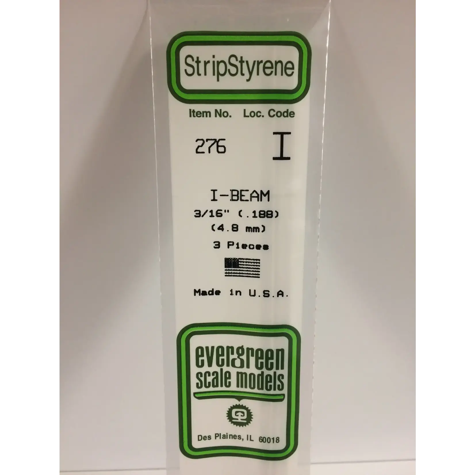 Evergreen 276 Styrene I-beam .188"   3/