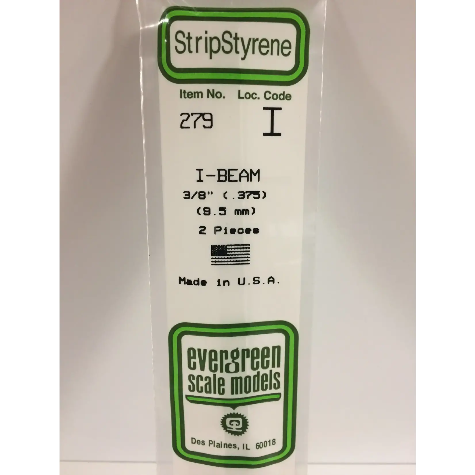 Evergreen 279 Styrene I-beam .375"   2/