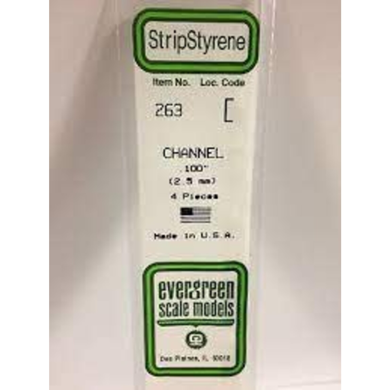 Evergreen 263 Styrene channel .100"  4/